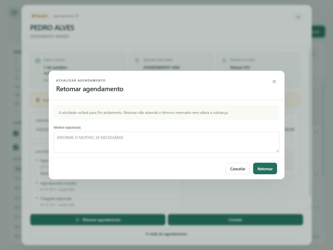 Use Retomar quando a atividade pausada continuar.