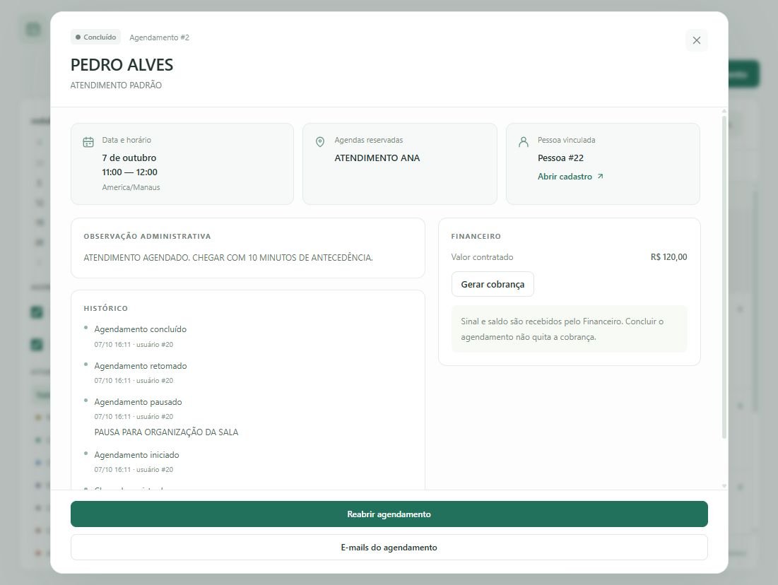 Conclua o agendamento quando a atividade terminar.