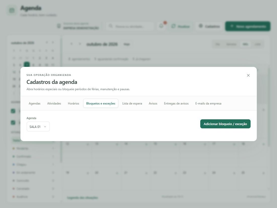 Abra Bloqueios e exceções e selecione a agenda.
