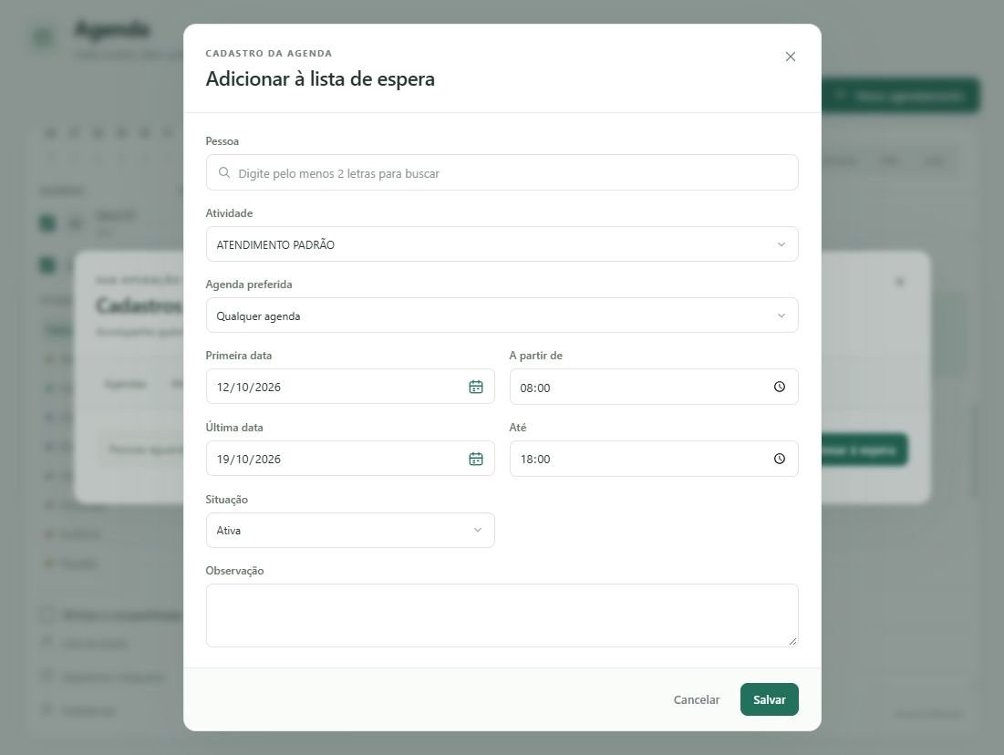 Abra Adicionar à espera para registrar uma nova solicitação.