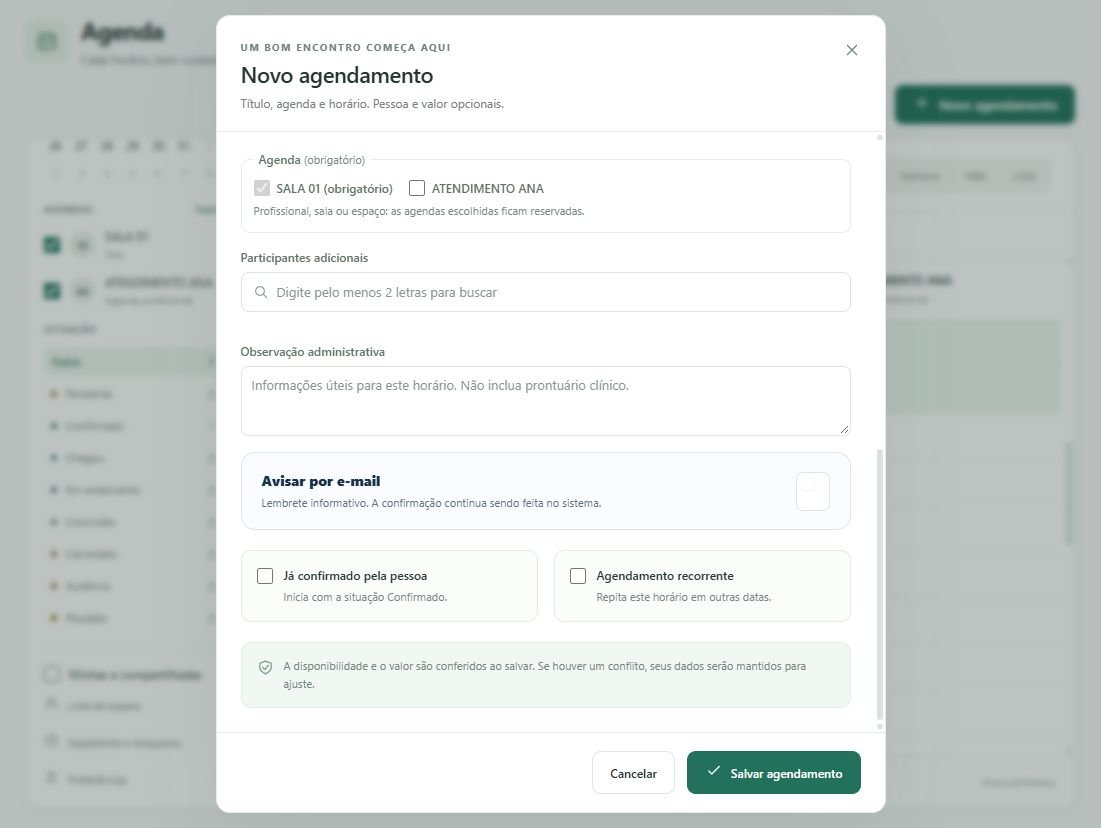 Depois de usar Agendar na solicitação, revise as agendas e os demais dados antes de salvar.
