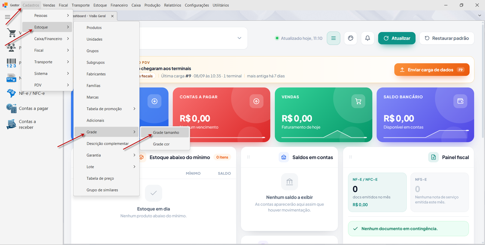 Posicionar grade (operação rápida)