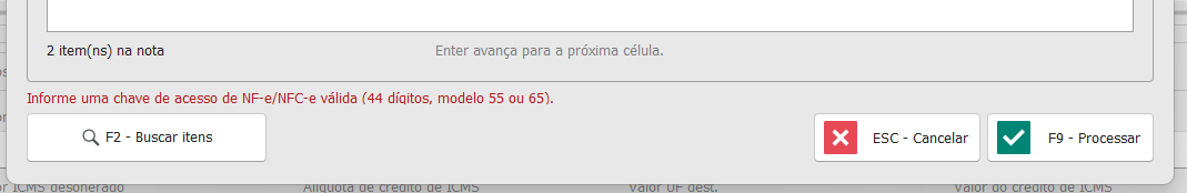 Linha inválida pintada de vermelho no grid