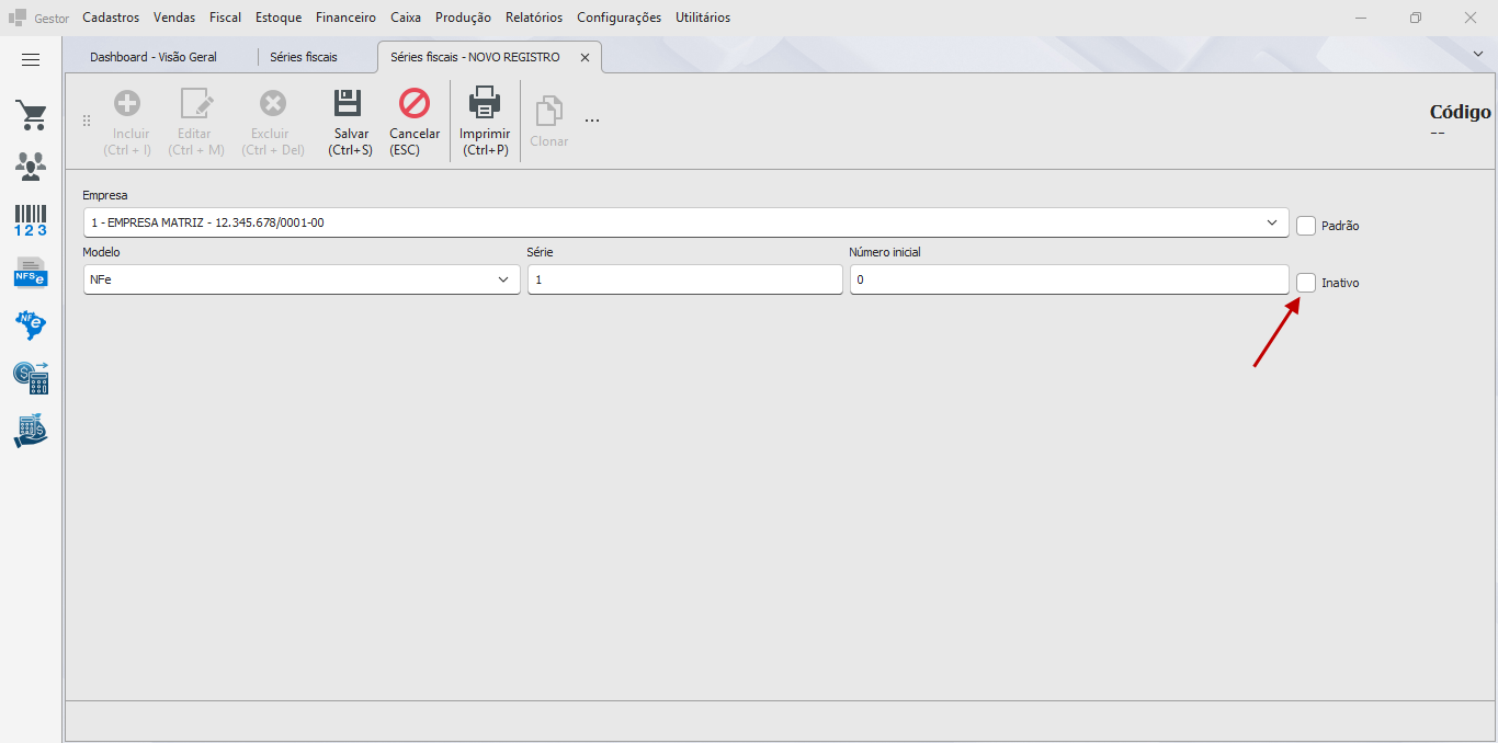Checkbox inativo