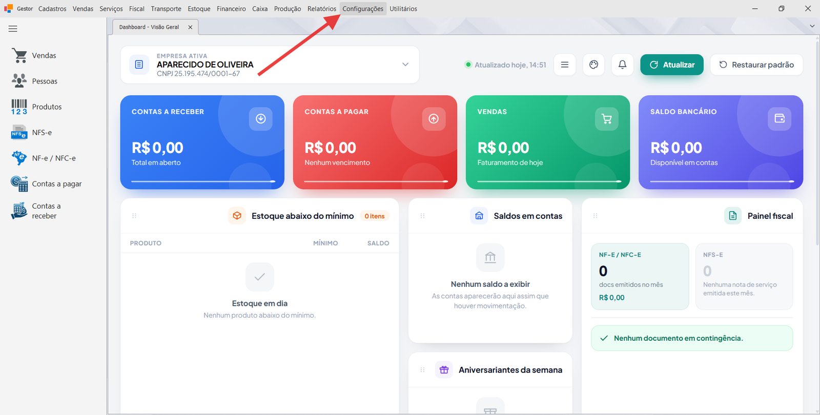 Configuração de cores / tema