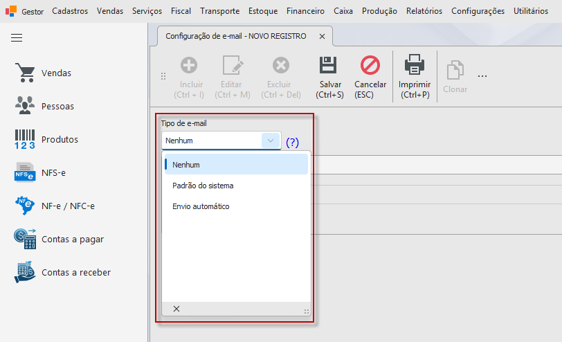 CONFIGURAÇÃO DE EMAIL