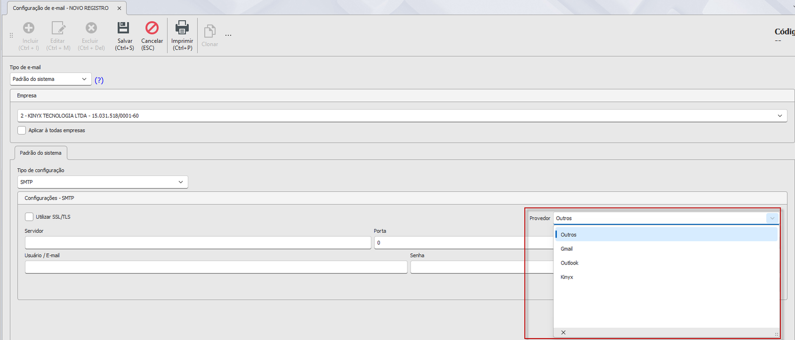 Configuração de Email (SMTP / SendGrid)
