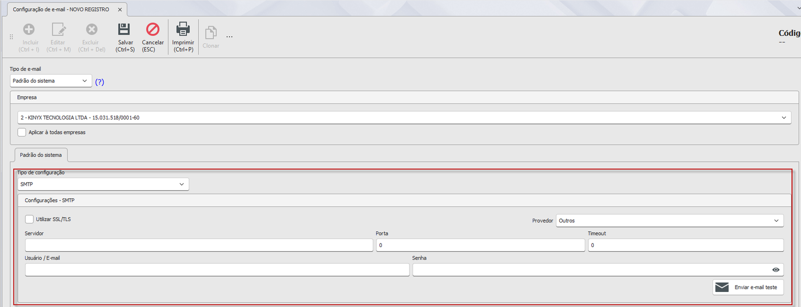 Configuração de Email (SMTP / SendGrid)