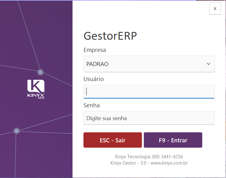 Login no sistema