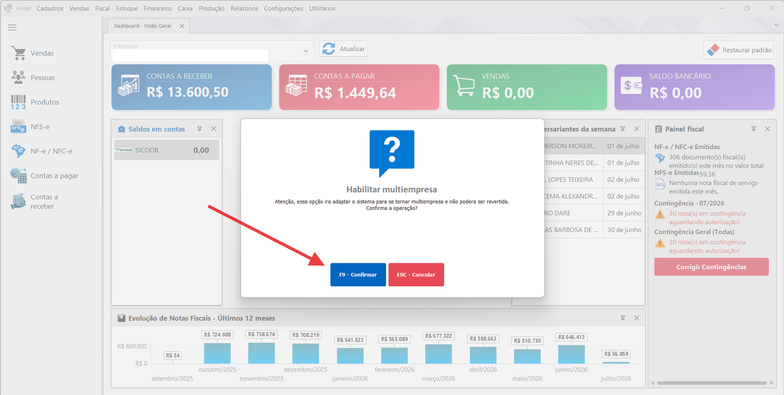 Selecionar empresa (multi-empresa)