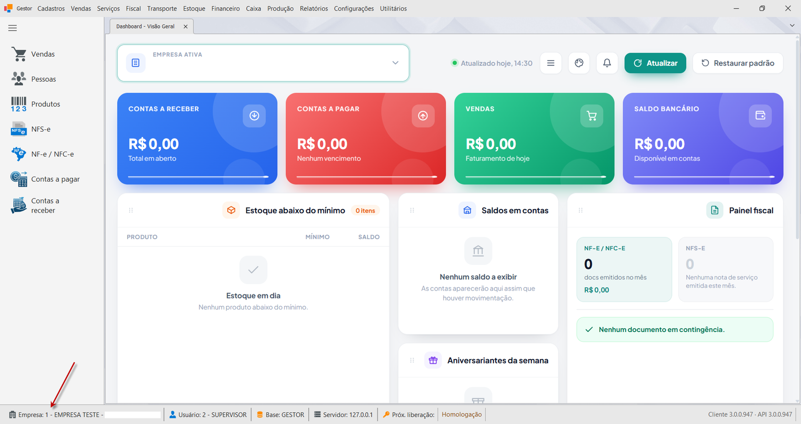 Selecionar empresa (multi-empresa)